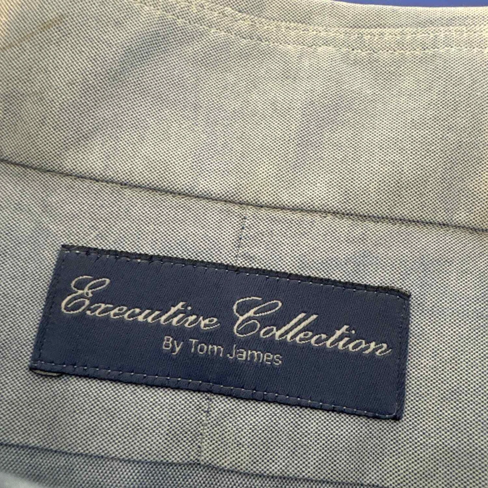 Executive Collection by Tom James Blue Pinpoint Oxford Custom Shirt - Image 4 of 4