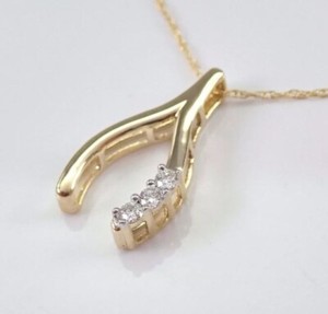 Authentic 1.30Ct Round Cut Lab Created Diamond Wishbone Pendant 14K White Gold Plated