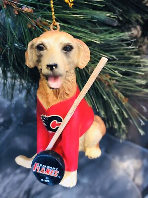 Calgary Flames Team Dog Ornament NHL Licensed- Golden Retriever