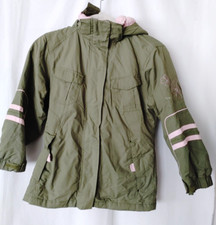 Athletic Works Girls Removeable Hood Jacket Coat Grn Pnk Embroidery 6-6X  15773