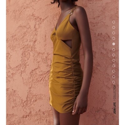 yellow cut out dress zara Zara mustard cut out maxi dress, Slinky material , So