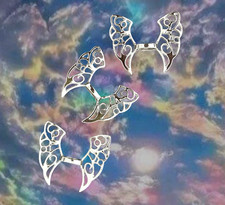 3 Filigree Angel Wings Silver Spacer Beads 43x36mm Large 2.5mm Hole Charms