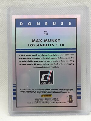 Max Muncy 2019 Donruss Baseball - SILVER BACK (70/99) - Los Angeles Dodgers