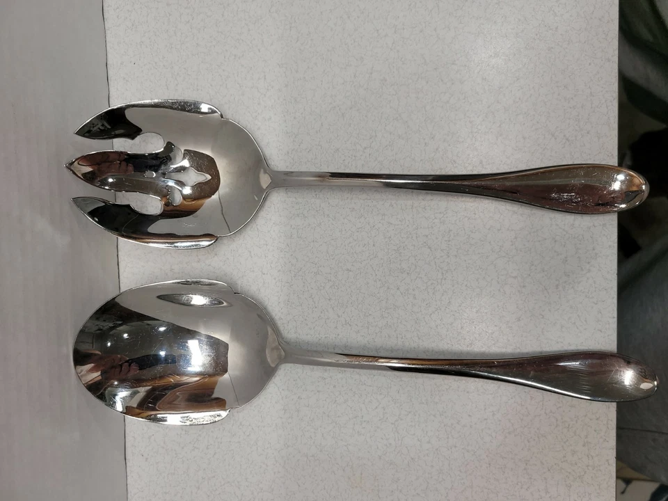 Gorham Stainless 18/8 Silver Large Serving Fork And Spoon 11" EUC - Image 3 of 4
