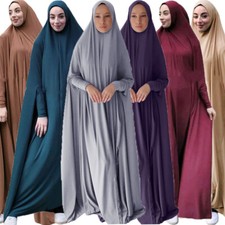 Muslim Women Prayer Abaya Overhead Maxi Dress Khimar Dress Burqa Robe Kaftan Eid