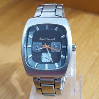 Mens Vintage Retro Style Steel Bracelet Ben Sherman Day Date 50m Sports  Watch UK