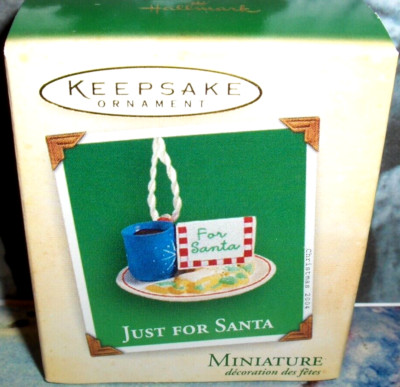 Just For Santa`2004`Miniature-Some Milk With Cookies For Santa,Hallmark Ornament