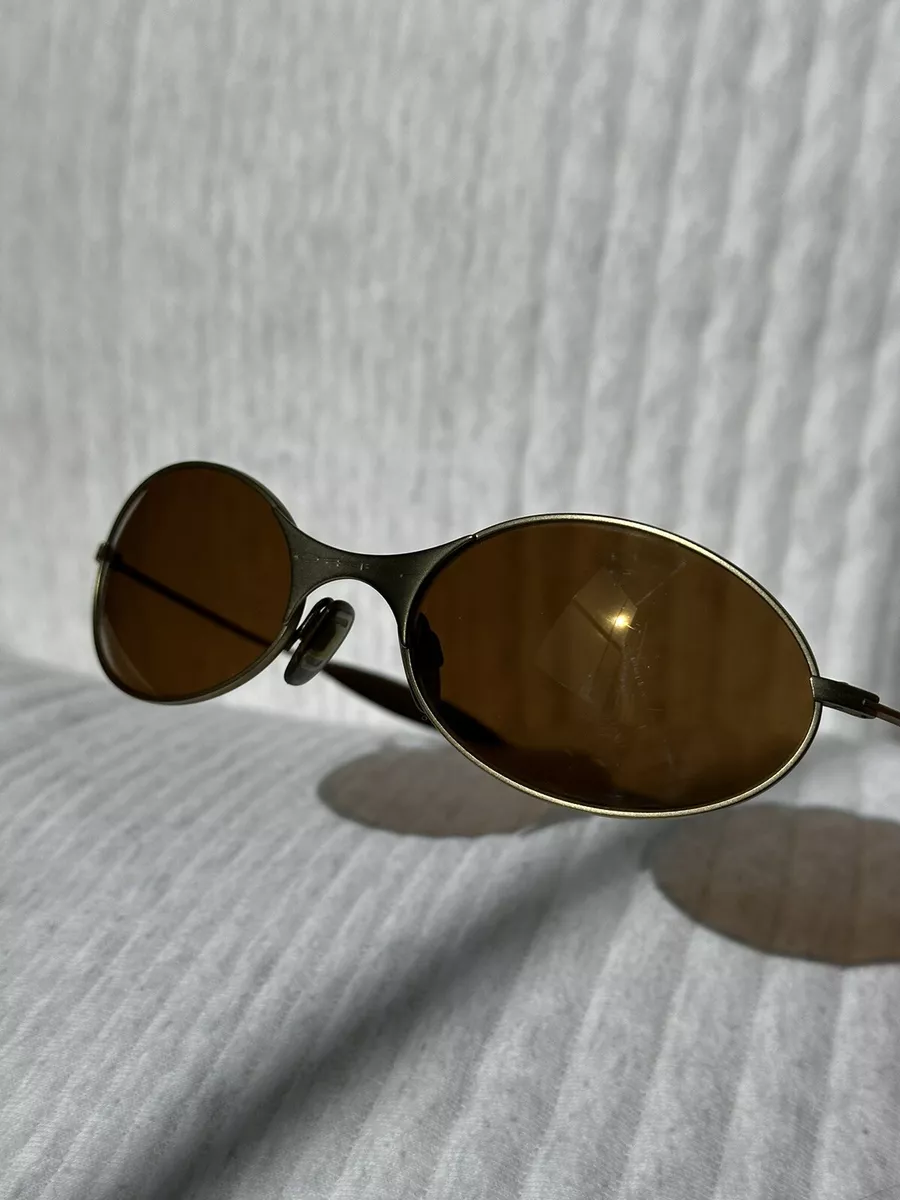 RARE OAKLEY E WIRE GEN 1 SUNGLASSES Matte Gold Frames w/ Gold Iridium Lenses