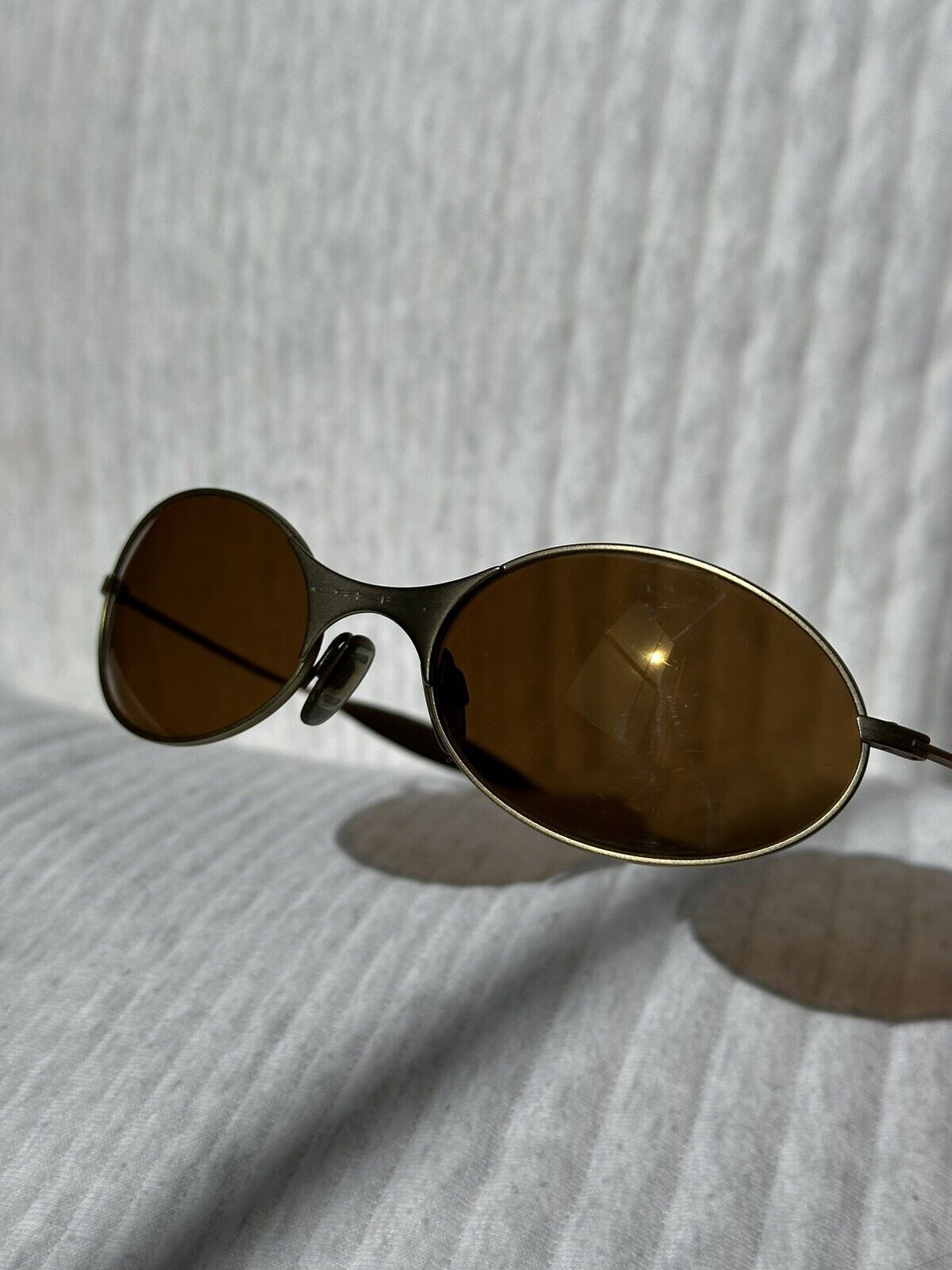 RARE OAKLEY E WIRE GEN 1 SUNGLASSES Matte Gold Frames w/ Gold