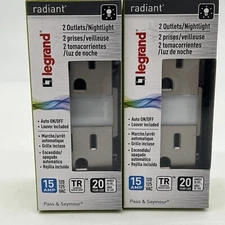 2 Legrand radiant 15A Tamper-Resistant Outlet Night Light Nickel NTL885TRNICC6
