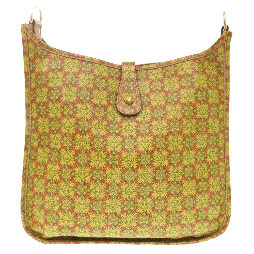 AUTHENTIC HERMES EvelyneGM solar solar Shoulder Bag yellow Leather image 2