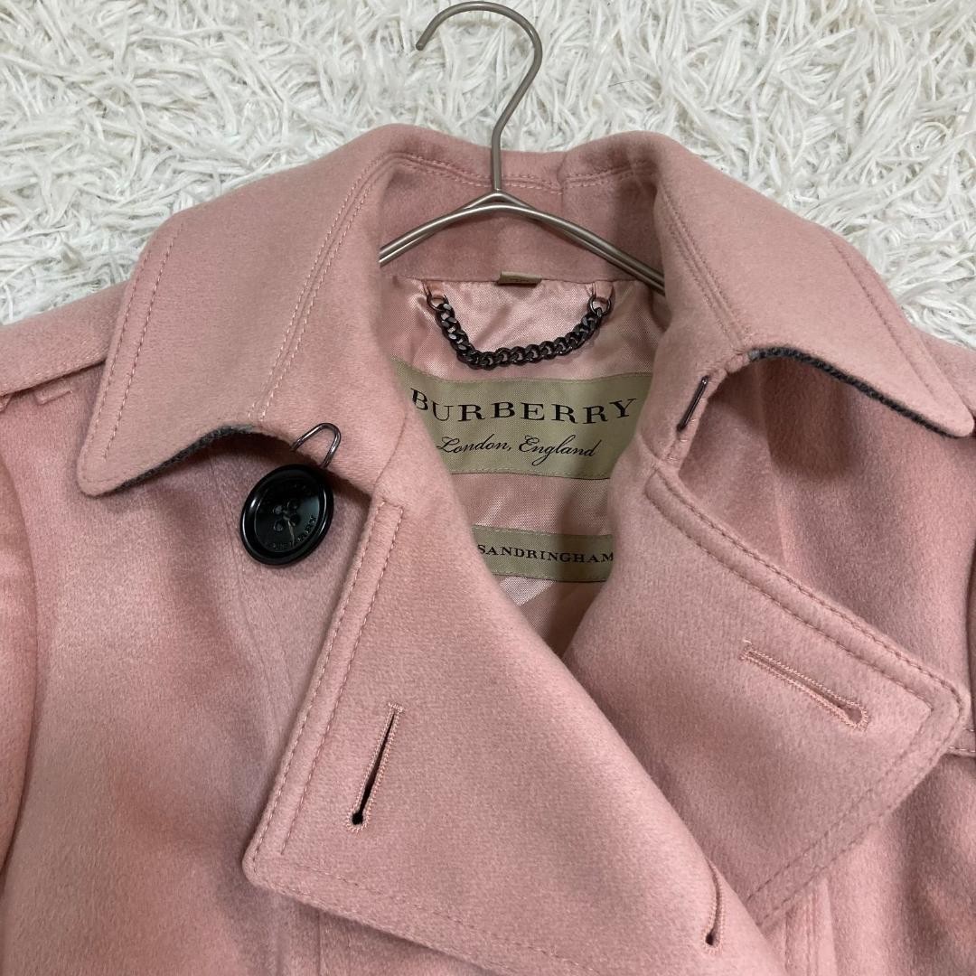 Burberry Sandringham Trench Coat Pink 100% Cashmere Size:42 Used