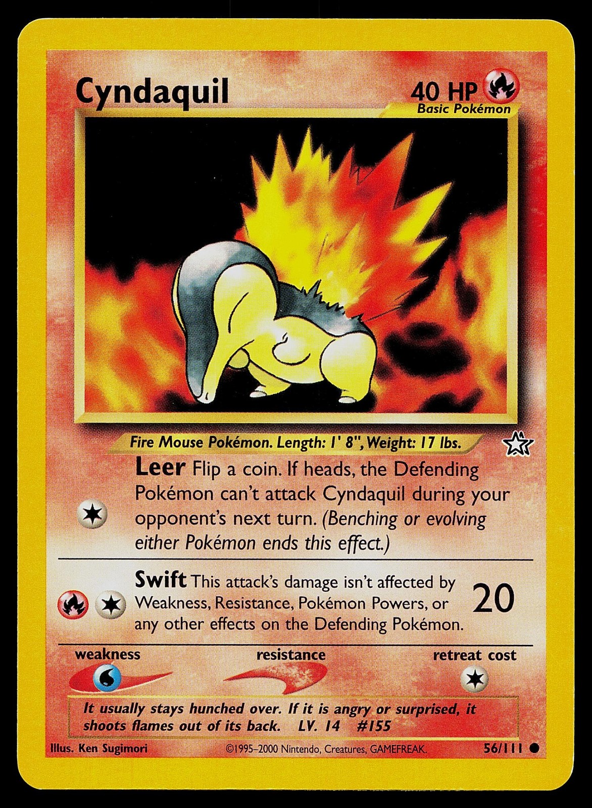 Pokemon Card Neo Genesis Cyndaquil 56/111 Unlimited Common