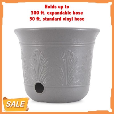 Suncast 5 Gallon Hose Holder Pot for Up to 300' Expandable/50' Vinyl Hose, Gray