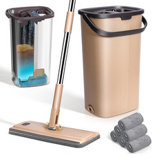 MASTERTOP Mop and Bucket, Hands Free Flat Mop and Buckets Sets with Wringer