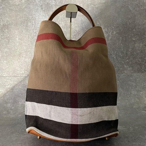 Burberry Ashby 2way Shoulder woman Bag Check Linen good Used Authentic