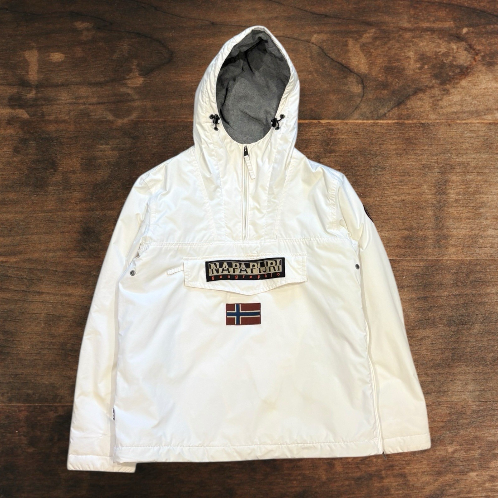 Chaqueta Napapijri Rainforest Para Hombre Mediana Blanca Exterior Forrada de Vellón Con Capucha