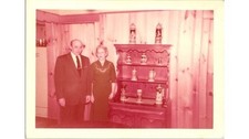 1956 Kodacolor Photograph - Couple with Beer Steins & Knotty Pine Paneling