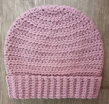 Crochet Handmade Hat/Beanie with foldable Brim Color Mauve