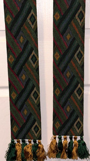 CATHOLIC PRIESTS GREEN GOLD RED BLUE & BLACK TAPESTRY STOLE THE HOLY ROOD GUILD