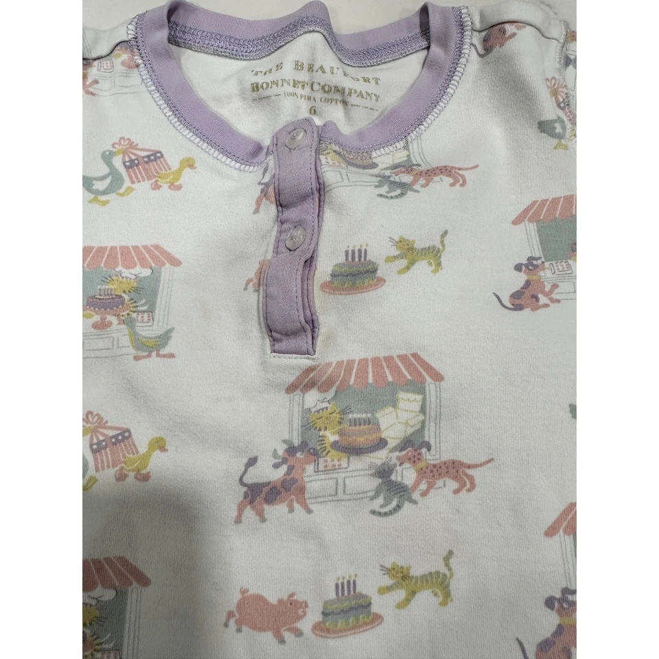 Pijama The Beaufort Bonnet Company niñas talla 6 100 % algodón Pima perros Foto 2 de 3