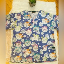 Women's Medical Scrub Top with Snowman Print