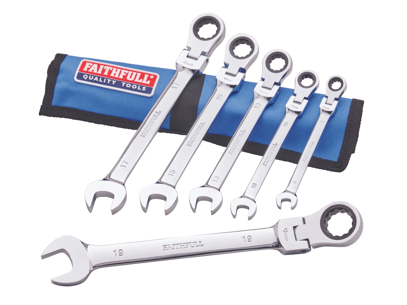 Silver Faithfull Combi Spanner Set, 6 Piece 5.40 cm x 10.20 cm x 26.60 cm - Image 3