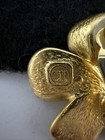 Vintage Carolina Herrera Purple Stone Gold Tone Flower Earrings Clip On — photo 4
