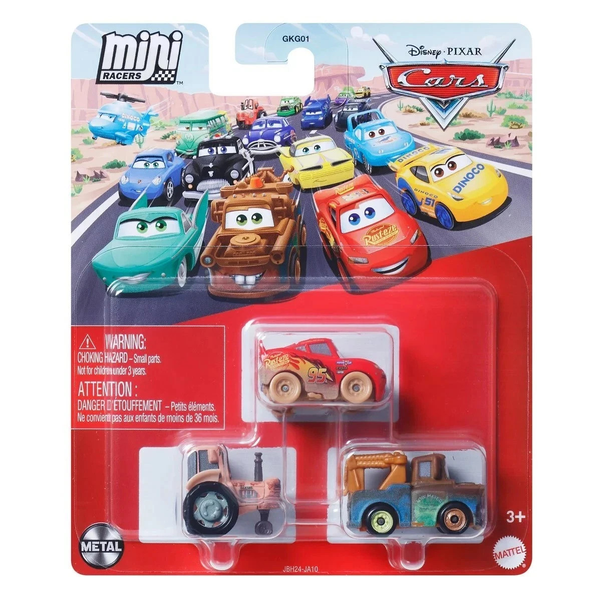 Disney Pixar Cars Mini Racers 3-Pack - Tractor, Muddy Lightning McQueen & Mater