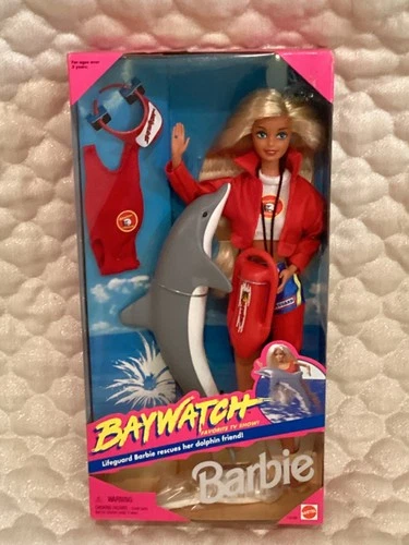 Vintage Baywatch Barbie 1994 Lifeguard, Dolphin & Accessories Mattel 13199- NRFB