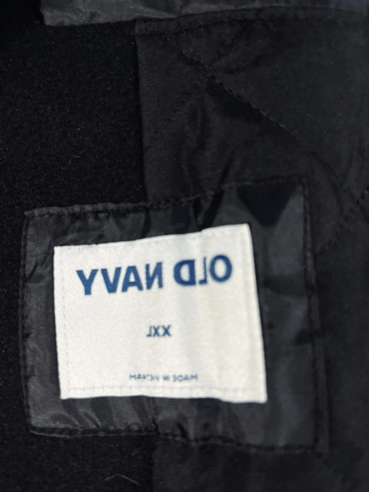 Old Navy Mens XXL Black Peacoat Double Breasted Military Jacket Quilted NWT image 6