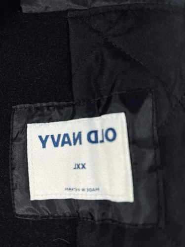 Old Navy Mens XXL Black Peacoat Double Breasted Military Jacket Quilted NWT image 6