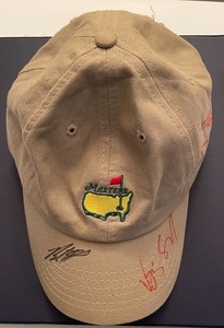 2002 Masters Hat Autographed - Vijay Singh, Fuzzy Zoeller & Brad Faxton