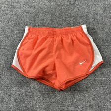 Nike Running Shorts Kids XS Orange White Colorblock Mesh Athletic Standard Fit