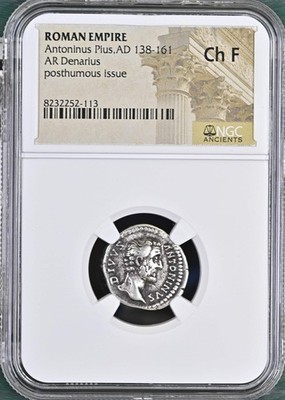 Antoninus Pius (AD 138 161) Roman Empire AR Denarius NGC Ch F