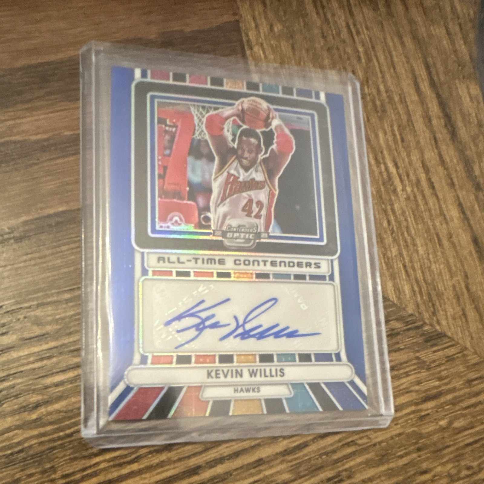 Panini 2022-23 Contenders Optic Kevin Willis Hawks ATC-KVW Blue Auto /75