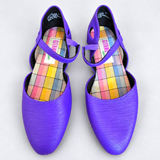 Vintage Gitano For Girls Purple Mary Jane Flats Kids Size 12.5 Retro Shoes