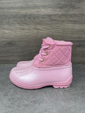 Sperry Port Duck Boots Kids Size 9 toddler Pink Quilted Rain Duck