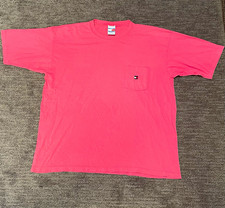 Vintage 90s Tommy Hilfiger Pink Pocket Tee Made in USA Size XL