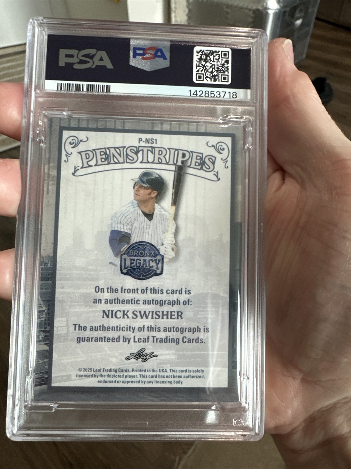 2025 LEAF A BRONX LEGACY NICK SWISHER 1/1 PNSTRPS-GOLD & AUTO PSA AUTHENTIC view 6