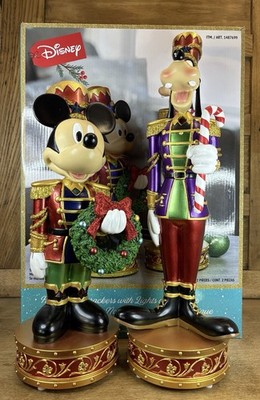Disney Christmas Holiday Mickey & Goofy Nutcrackers With Lights & Sound, W/ Box