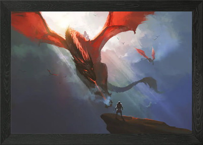Epischer roter Drache Kunst Gerahmtes Wandbild Poster Leinwanddruck Bild