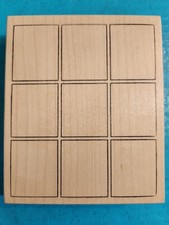 Northwoods Nine Squares Grid Window Pane Rubber Stamp 2002 Made in the USA