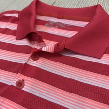 Nike Golf Polo Shirt Mens Large Red Striped Dri-FIT Tour Performance Golf