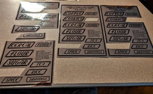 Depression Glass Cannister / Shaker __ Foil Labels