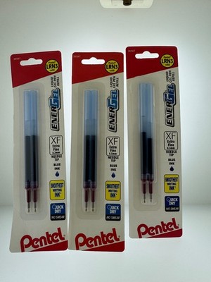 2x3 Pentel EnerGel Pen Refill Metal Tip Liquid Gel Ink BLUE EXTRA FINE XF 0.3MM