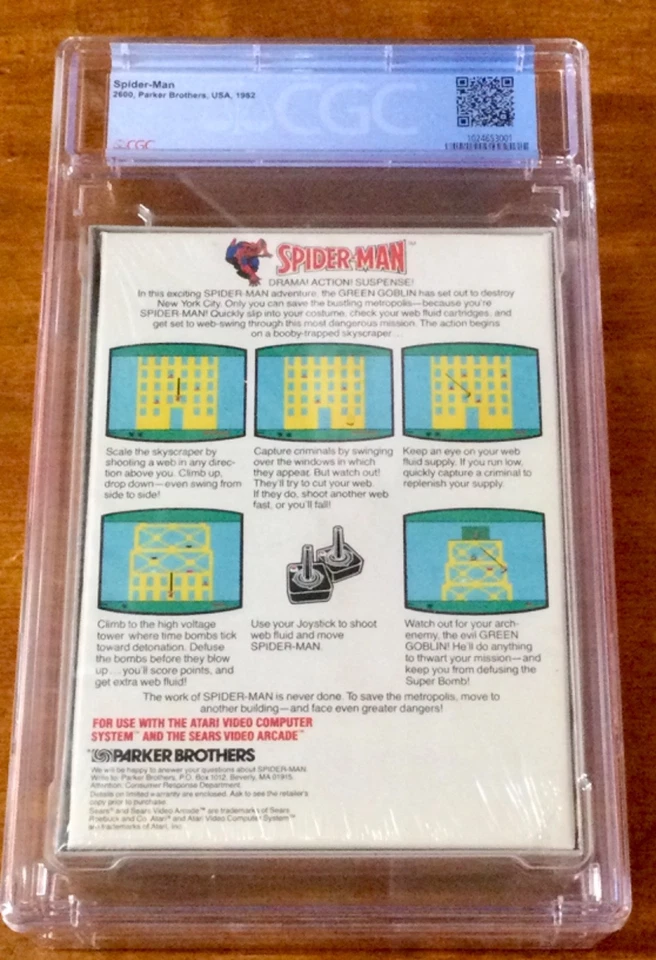 ATARI 2600 - SPIDER-MAN - SELLADO DE FÁBRICA CGC Calificado 9.8 Atari 1982 - Muy Raro Foto 2 de 3