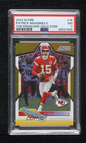 2023 Score The Franchise Gold Zone 4/50 Patrick Mahomes II #16 PSA 7