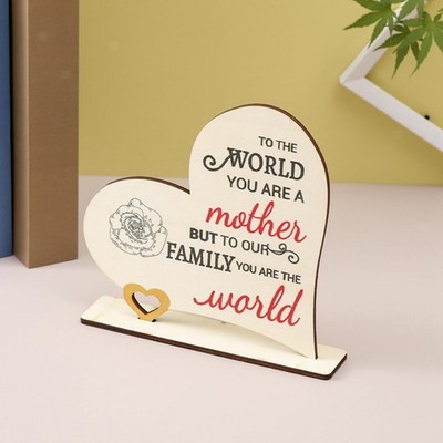 Herzförmiges Holzschild zum Muttertag, Geschenk zum Hochzeitstag der Mutter