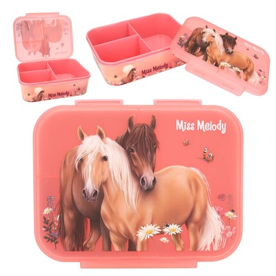 Depesche Miss Melody Flowers 12895 Lunch Box in Dusky Pink with Horse Motif and